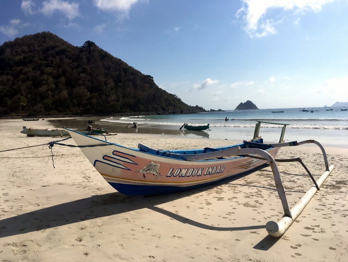 Lombok --- Fishing boat on the beach at Selong Belanak Photo Caroline Gladston
